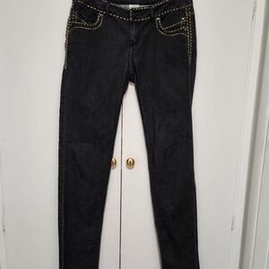 Cello Black Skinny Jeans with Gold Detailing